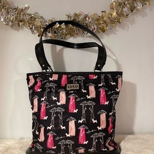 LuLu Guinness London Black Shoulder Handbag Size 10”L x 11”W